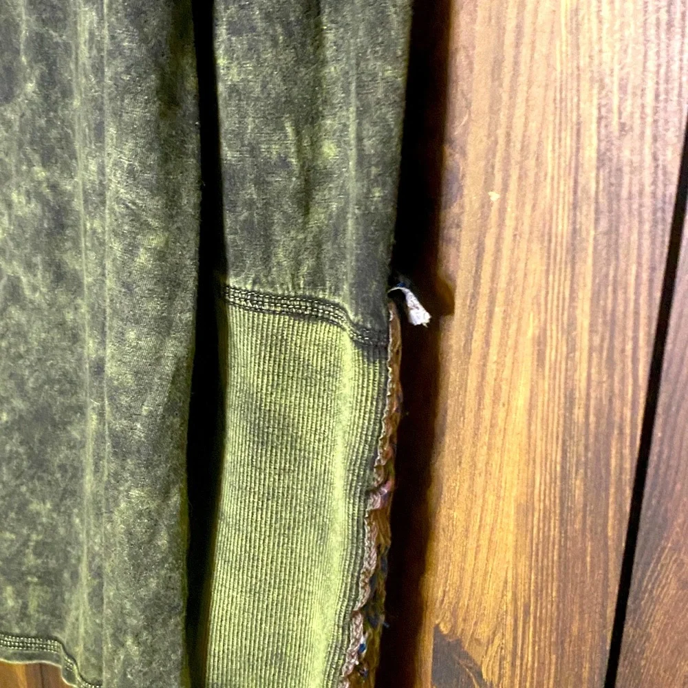 Women's Olive Mineral-Wash Henley Long Sleeve Top - Picture 7 of 7